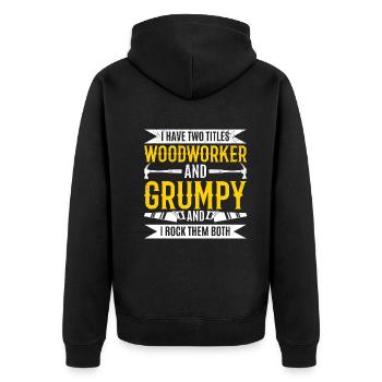 J’ai deux titres Woodworker et Grumpy - Funny Ca - Veste à capuche bio Premium Unisexe - noir - Dos - Nico (187cm)