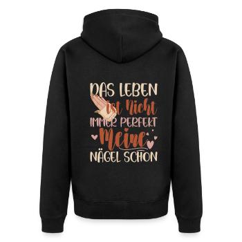 Das Leben Ist Nicht Immer Perfekt Nageldesignerin - Unisex Premium Bio Zip Hoodie - Schwarz - Hinten - Nico (187cm)