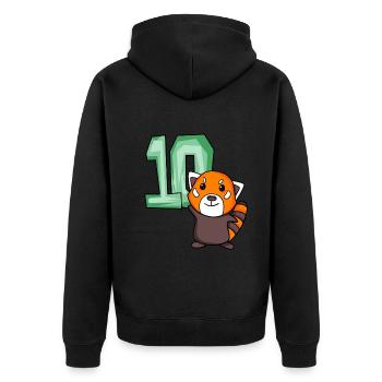 10. Geburtstag Motiv Roter Panda - zehn Jahre alt - Unisex Premium Bio Zip Hoodie - Schwarz - Hinten - Nico (187cm)