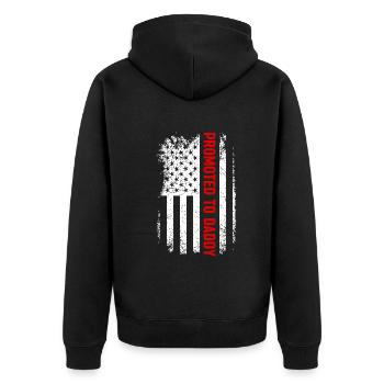 Promoted To Daddy - Father's Day Ideas - Daddy US - Unisex Premium Organic Zip Hoodie - black - Back - Nico (187cm)