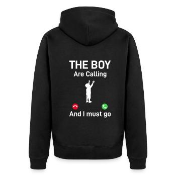 Father's Day Funny Daddy - The Boy Is Calling And - Unisex Premium Organic Zip Hoodie - black - Back - Nico (187cm)