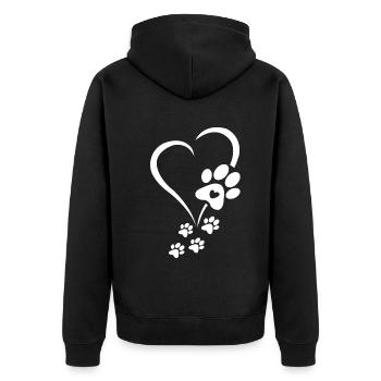 Patte de chien Cœur de bébé chiens - Pattes de chien Cœurs Patte de chien - Veste à capuche bio Premium Unisexe - noir - Dos - Nico (187cm)