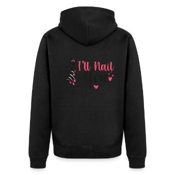 Ich Werde Dich Nageln Lustige Nailart Maniküre - Unisex Premium Bio Zip Hoodie - Schwarz - Hinten - Nico (187cm)