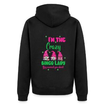 I'm the crazy bingo lady funny bingo - Unisex Premium Organic Zip Hoodie - black - Back - Nico (187cm)