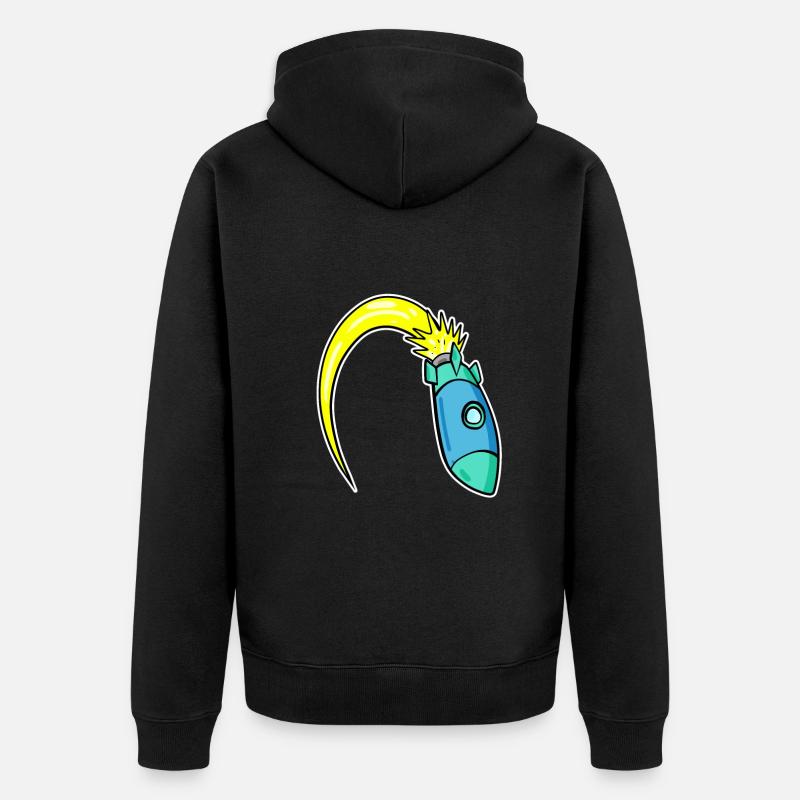 Rakete - Unisex Premium Bio Zip Hoodie - Schwarz