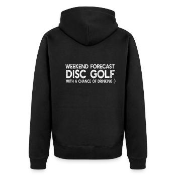 Disc Golfer Frisbee Golfing - Prévisions de fin de semaine Dis - Veste à capuche bio Premium Unisexe - noir - Dos - Nico (187cm)