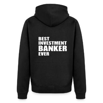 Best Investment Banker Ever - Investor Stock Marke - Unisex Premium Bio Zip Hoodie - Schwarz - Hinten - Nico (187cm)
