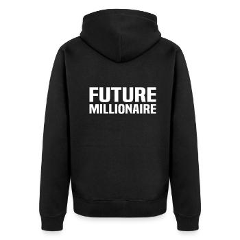 Stock Market Investment Banker - Future Millionair - Unisex Premium Bio Zip Hoodie - Schwarz - Hinten - Nico (187cm)
