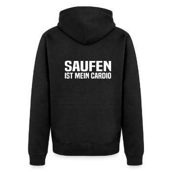 Saufen Ist Mein Cardio - Mallorca Party - Unisex Premium Bio Zip Hoodie - Schwarz - Hinten - Nico (187cm)