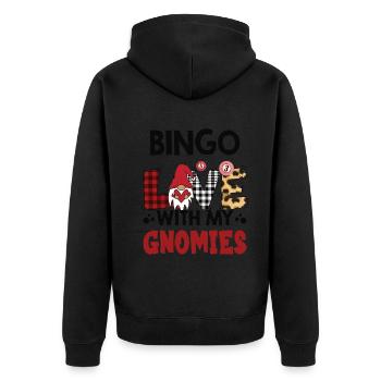 Bingo Liebe Mit Meinen Gnomies Buffalo Plaid Bingo - Unisex Premium Bio Zip Hoodie - Schwarz - Hinten - Nico (187cm)