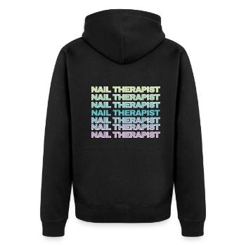 Nageltherapeutin Lustig Nailart Nail Tech - Unisex Premium Bio Zip Hoodie - Schwarz - Hinten - Nico (187cm)