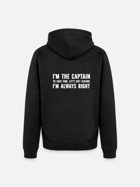 I'm The Captain To Save Time - Funny Sailing Capta - Ekologiczna rozpinana bluza z kapturem Premium unisex - czarny