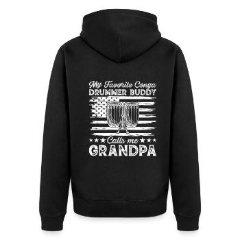 Mon copain batteur de conga préféré m’appelle grand-père - Veste à capuche bio Premium Unisexe - noir - Dos - Nico (187cm)
