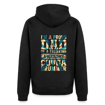Je suis un fier papa d’un tambour de conga génial - Veste à capuche bio Premium Unisexe - noir - Dos - Nico (187cm)