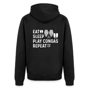 Manger, dormir, jouer, conga, répéter, conga, tambours, conga, musi - Veste à capuche bio Premium Unisexe - noir - Dos - Nico (187cm)