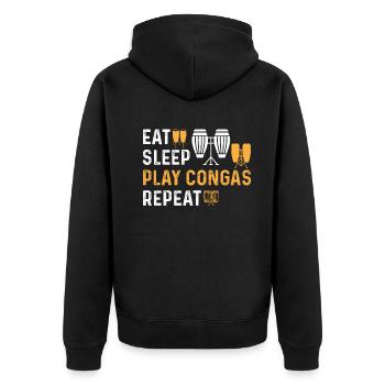 Manger dormir Jouer Conga Répéter Conga Batteur Conga Mu - Veste à capuche bio Premium Unisexe - noir - Dos - Nico (187cm)