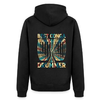 Best Conga Drummer - Conga Drums Conga Player - Unisex Premium Organic Zip Hoodie - black - Back - Nico (187cm)