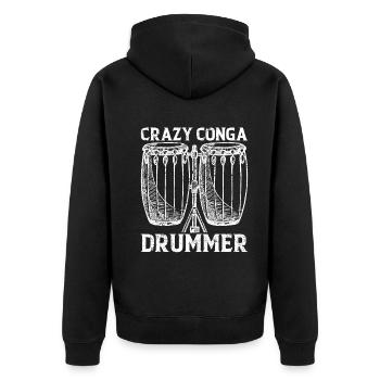 Crazy Conga Drummer - Conga Player Conga Musician - Unisex Premium Bio Zip Hoodie - Schwarz - Hinten - Nico (187cm)