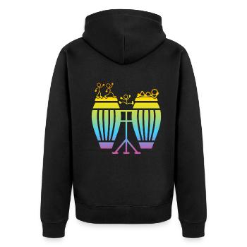 Funny Conga Drummer Stick Figure Conga Player - Unisex Premium Bio Zip Hoodie - Schwarz - Hinten - Nico (187cm)