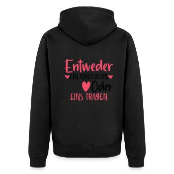 Entweder ein Kunstwerk Sein Nageldesignerin - Unisex Premium Bio Zip Hoodie - Schwarz - Hinten - Nico (187cm)