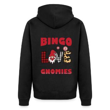 Bingo Liebe Mit Meinen Gnomies Buffalo Plaid Bingo - Unisex Premium Bio Zip Hoodie - Schwarz - Hinten - Nico (187cm)