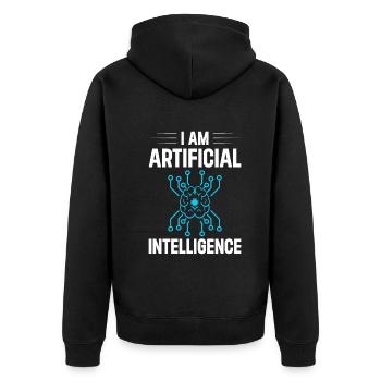 I Am Artificial Intelligence - Unisex Premium Bio Zip Hoodie - Schwarz - Hinten - Nico (187cm)