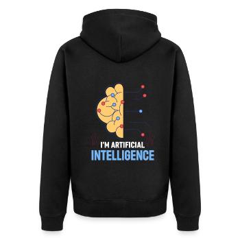 I'm Artificial Intelligence - Unisex Premium Bio Zip Hoodie - Schwarz - Hinten - Nico (187cm)