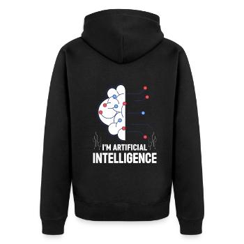 Ai Artificial Intelligence - I'm Artificial Intell - Unisex Premium Bio Zip Hoodie - Schwarz - Hinten - Nico (187cm)
