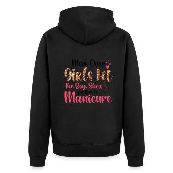 Place là, les filles - prothésistes ongulaires - Veste à capuche bio Premium Unisexe - noir - Dos - Nico (187cm)