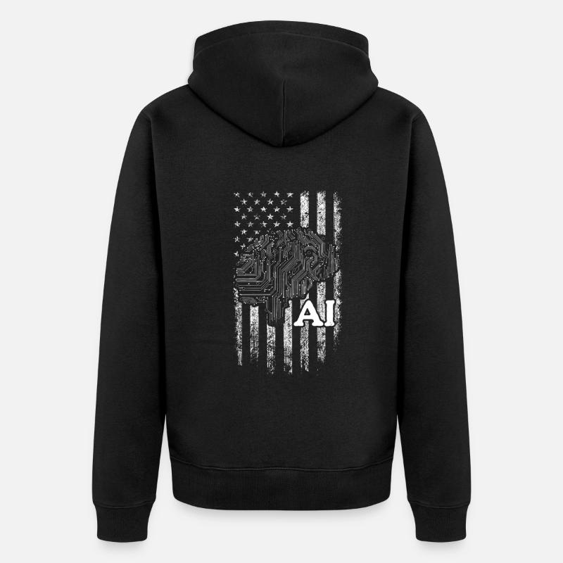 AI US Flag Artificial Intelligence - Unisex Premium Bio Zip Hoodie - Schwarz