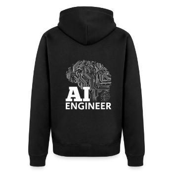 Artificial Intelligence Engineer - AI Engineer - Unisex Premium Bio Zip Hoodie - Schwarz - Hinten - Nico (187cm)