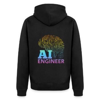 Ingénieur IA - Ai Artificial Intelligence Machine L - Veste à capuche bio Premium Unisexe - noir - Dos - Nico (187cm)