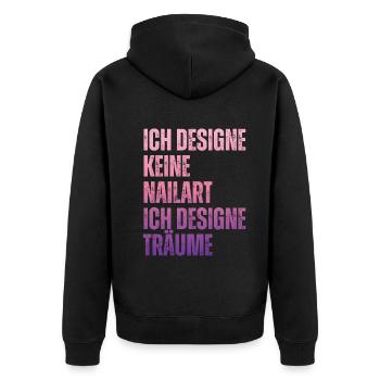 Ich designe keine Nailart Nageldesignerin - Unisex Premium Bio Zip Hoodie - Schwarz - Hinten - Nico (187cm)