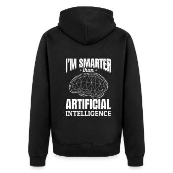 Ai Robotics - I'm Smarter Than Artificial Intellig - Unisex Premium Bio Zip Hoodie - Schwarz - Hinten - Nico (187cm)