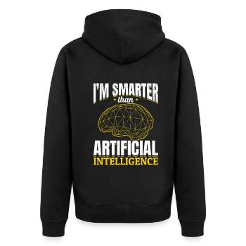 I'm Smarter Than Artificial Intelligence - Machine - Unisex Premium Bio Zip Hoodie - Schwarz - Hinten - Nico (187cm)