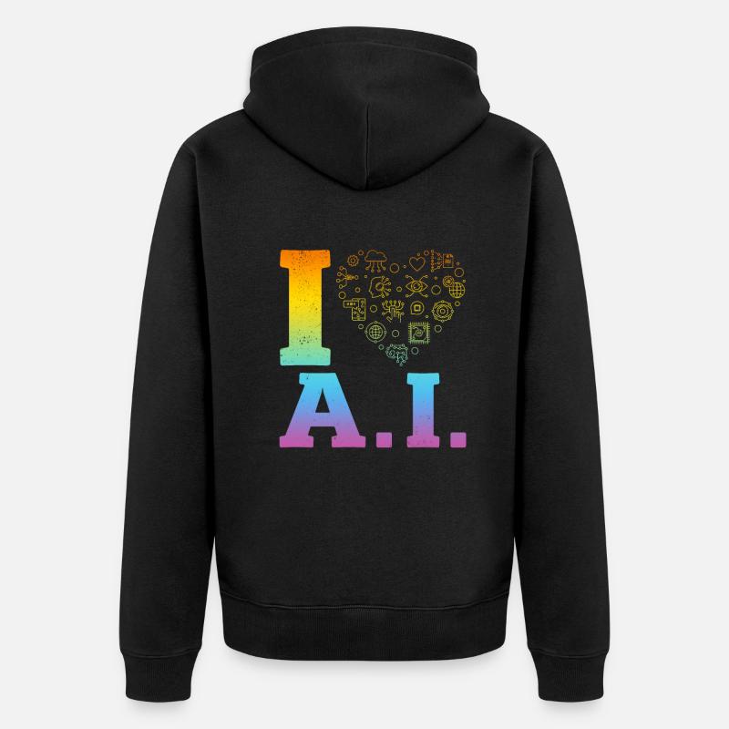 J’aime l’IA - Intelligence artificielle - Veste à capuche bio Premium Unisexe - noir