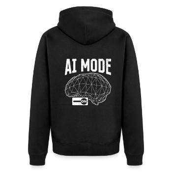 AI Artificial Intelligence Mode On - AI Mode On - Unisex Premium Organic Zip Hoodie - black - Back - Nico (187cm)