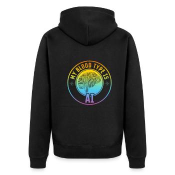Artificial Intelligence - My Blood Type Is Ai - Unisex Premium Bio Zip Hoodie - Schwarz - Hinten - Nico (187cm)