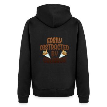 Facilement distrait par les churros - Veste à capuche bio Premium Unisexe - noir - Dos - Nico (187cm)