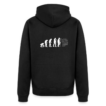 Artificial Intelligence Evolution - Unisex Premium Bio Zip Hoodie - Schwarz - Hinten - Nico (187cm)