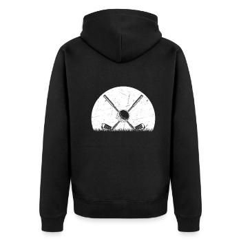 Retro Golf Player Sunset Golf Ball Golfer - Unisex Premium Bio Zip Hoodie - Schwarz - Hinten - Nico (187cm)