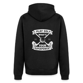 Je joue au golf Quel est votre superpouvoir - Joueur de golf G - Veste à capuche bio Premium Unisexe - noir - Dos - Nico (187cm)