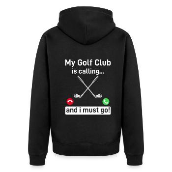 Mon club de golf m’appelle et je dois y aller! Golf amusant - Veste à capuche bio Premium Unisexe - noir - Dos - Nico (187cm)