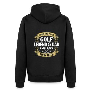 J’ai deux titres Golf Legend & Papa - Joueur de golf - Veste à capuche bio Premium Unisexe - noir - Dos - Nico (187cm)