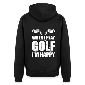 Quand je joue au golf, je suis heureux - Jouer au golf - Veste à capuche bio Premium Unisexe - noir - Dos - Nico (187cm)