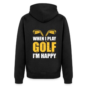 Quand je joue au golf, je suis heureux - Joueur de golf - Veste à capuche bio Premium Unisexe - noir - Dos - Nico (187cm)
