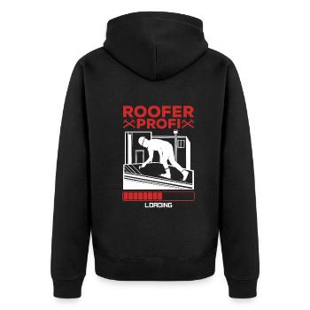 Roof Worker Roofing Roofer - Roofer Profi Loading - Unisex Premium Bio Zip Hoodie - Schwarz - Hinten - Nico (187cm)