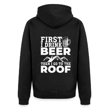 D’abord je bois de la bière puis je vais sur le toit - drôle R - Veste à capuche bio Premium Unisexe - noir - Dos - Nico (187cm)