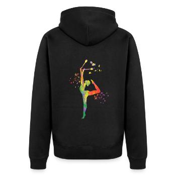 Gymnastin Mit Keulen Rhythmische Sportgymnastik - Unisex Premium Bio Zip Hoodie - Schwarz - Hinten - Nico (187cm)