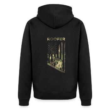 Roofer US America Flag - Roofing Worker Roofer - Unisex Premium Bio Zip Hoodie - Schwarz - Hinten - Nico (187cm)